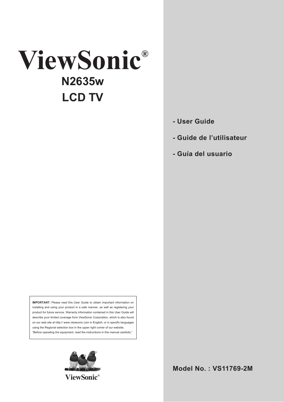 VIEWSONIC VS11769-2M User Manual | 50 pages