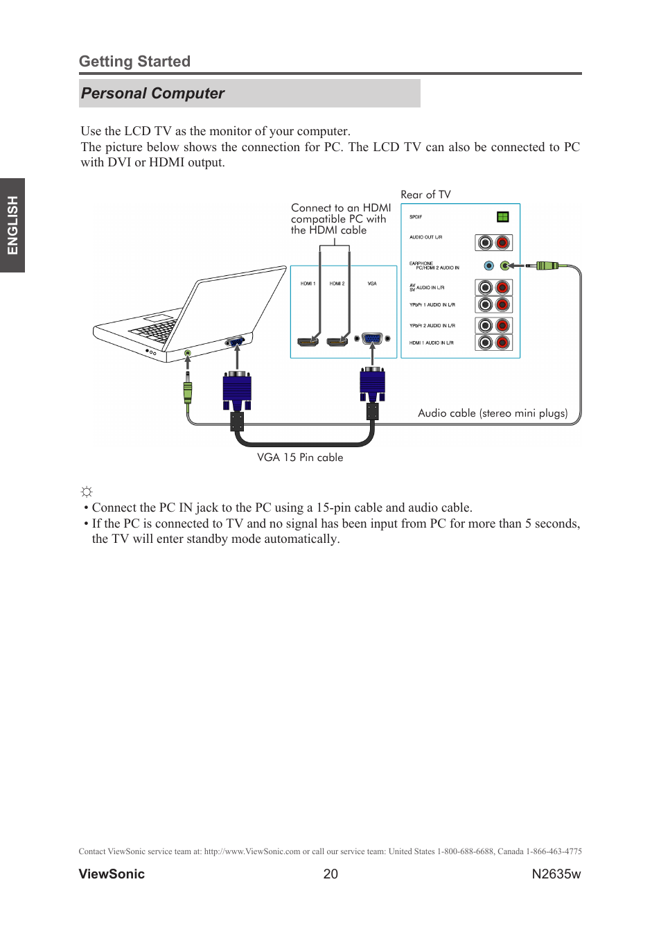 Personal computer, Getting started personal computer | VIEWSONIC VS11769-2M User Manual | Page 25 / 50