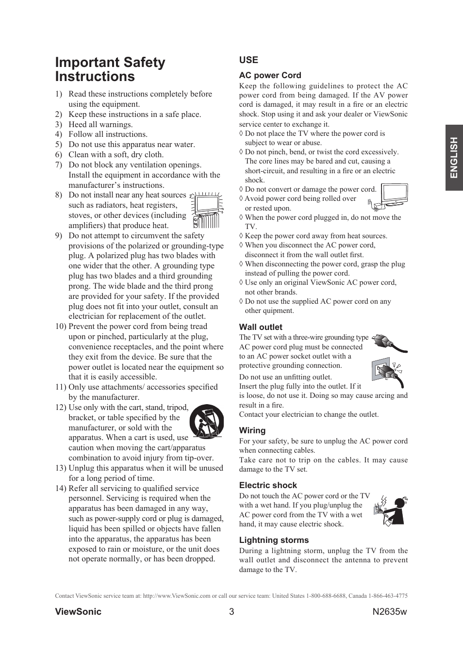 Important safety instructions | VIEWSONIC VS11769-2M User Manual | Page 8 / 50