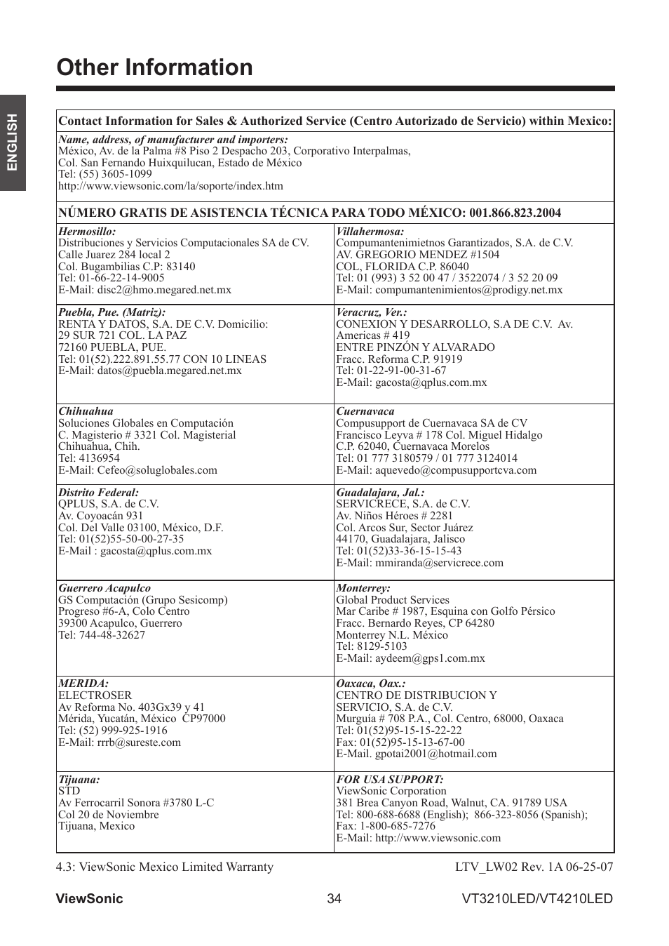 Other information | VIEWSONIC VS13772-1M User Manual | Page 46 / 47