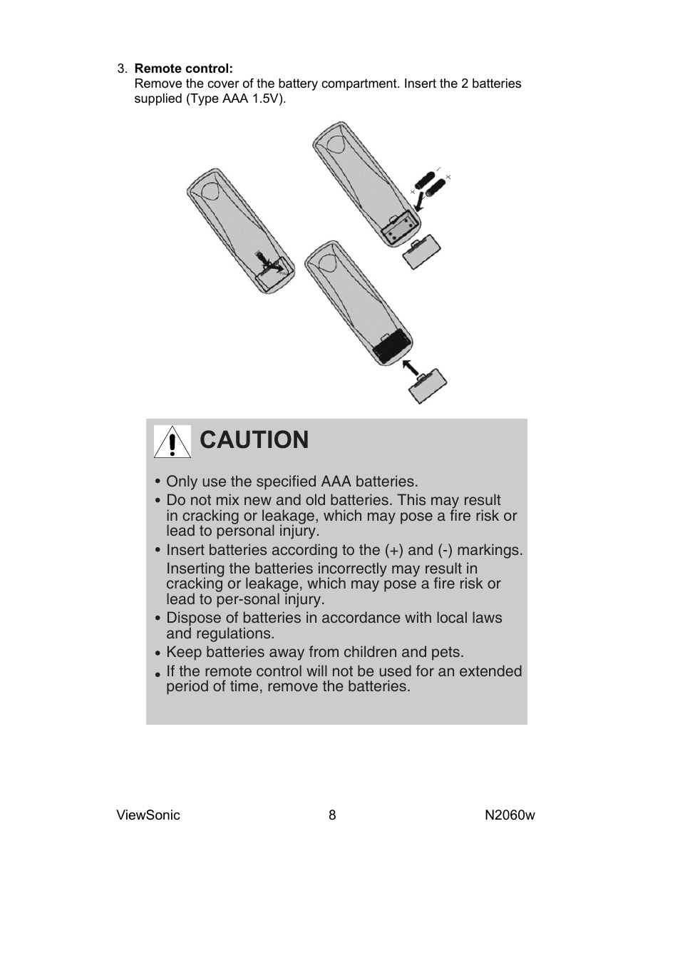 Caution | VIEWSONIC VS11287-1M User Manual | Page 10 / 27