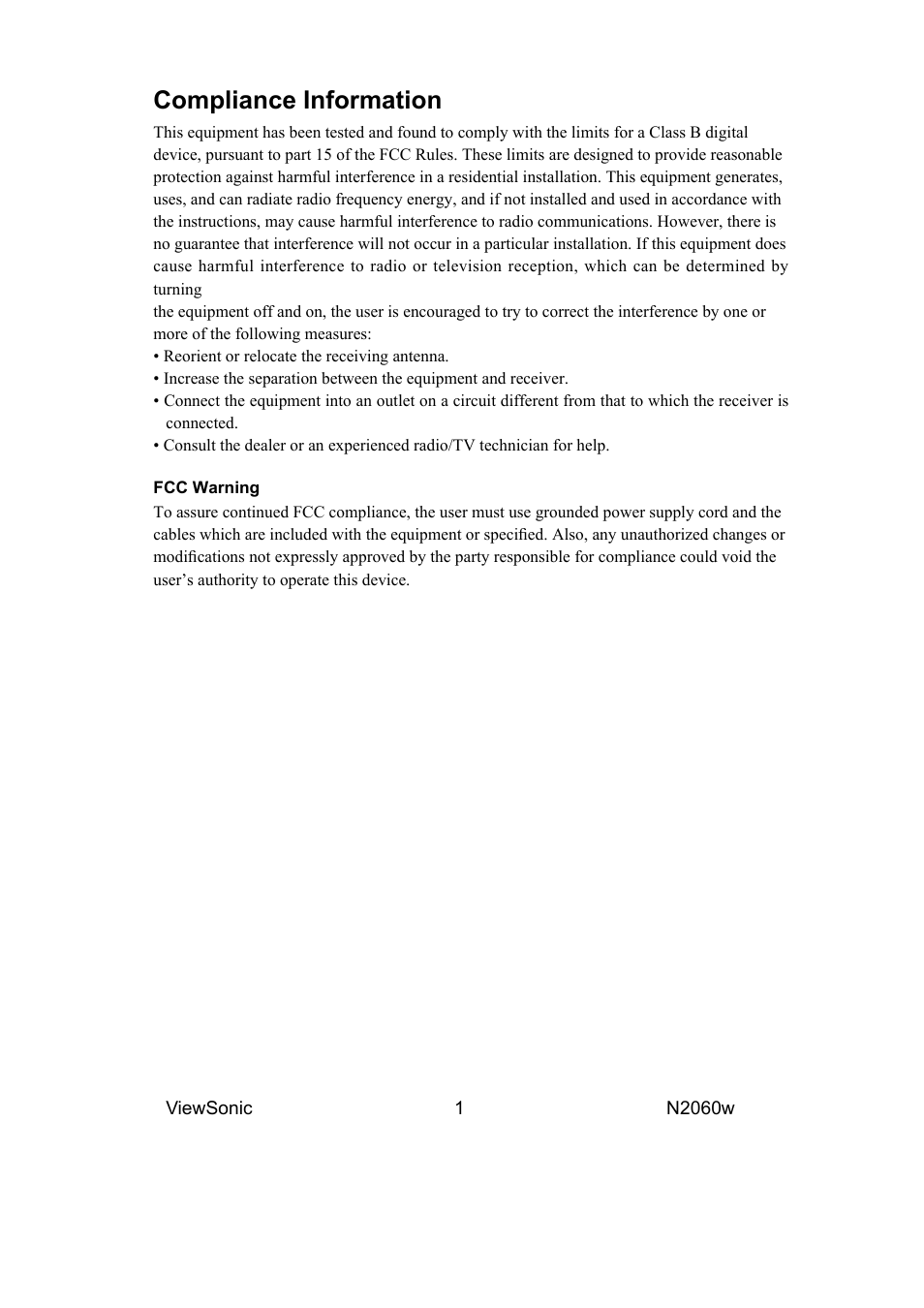 Compliance information | VIEWSONIC VS11287-1M User Manual | Page 3 / 27