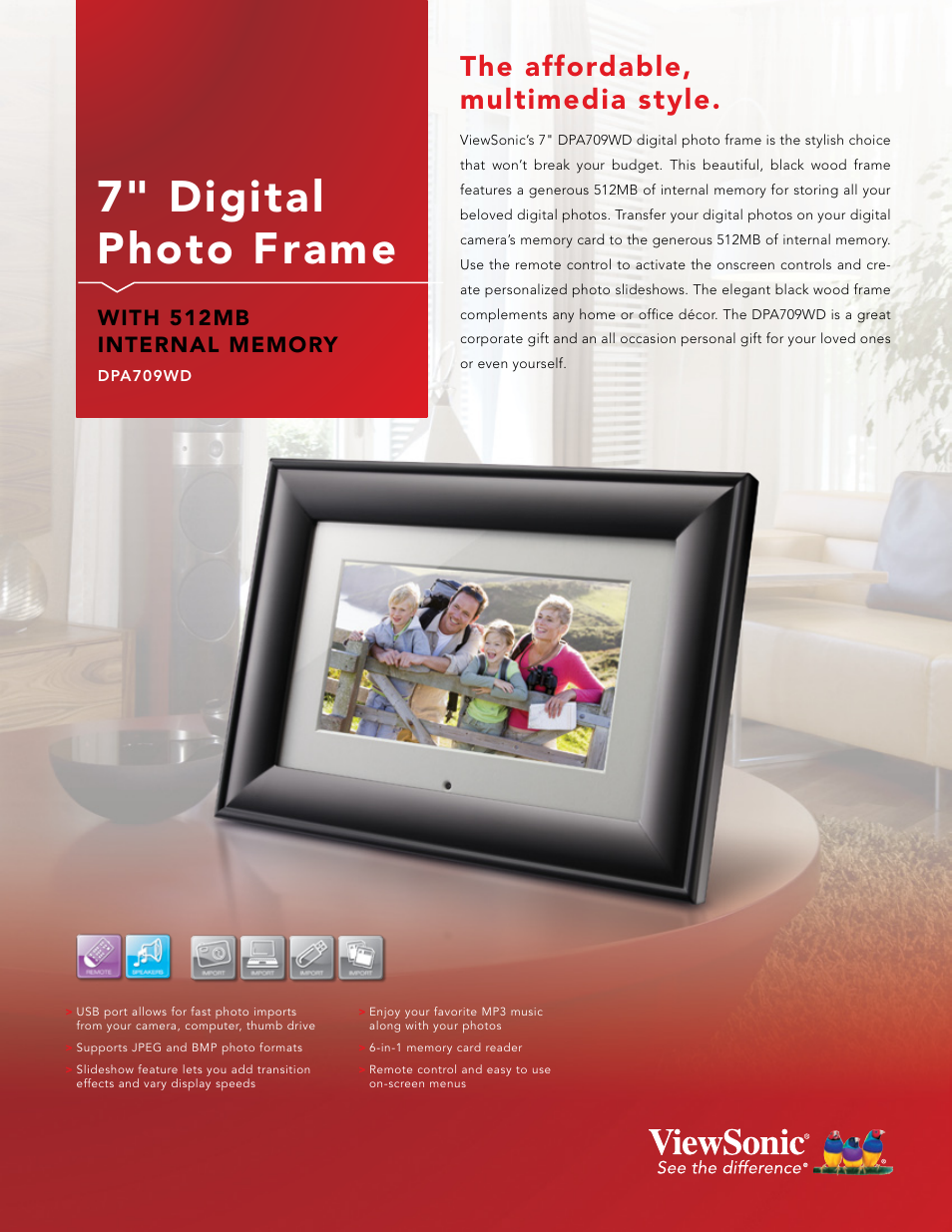 VIEWSONIC DPA709WD User Manual | 2 pages