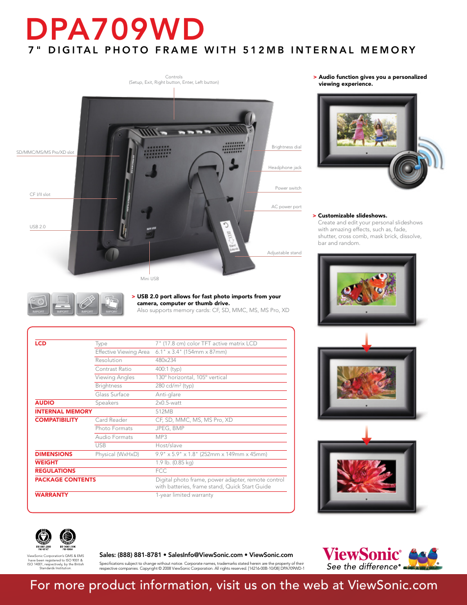 Dpa709wd | VIEWSONIC DPA709WD User Manual | Page 2 / 2
