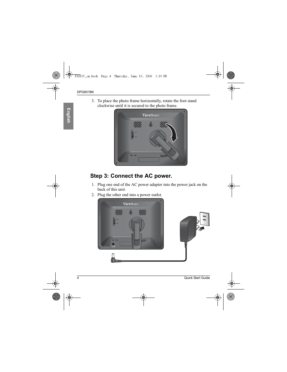 Step 3: connect the ac power | VIEWSONIC VS12242 User Manual | Page 11 / 18