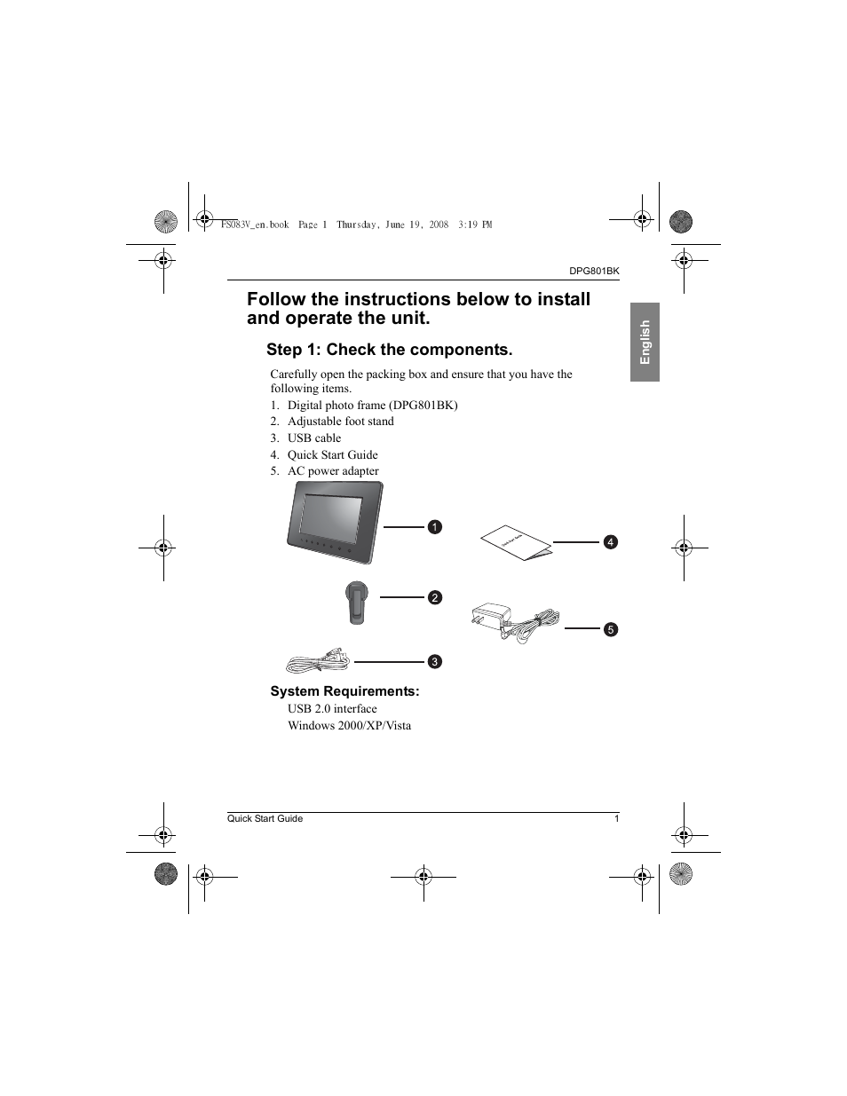 Step 1: check the components | VIEWSONIC VS12242 User Manual | Page 8 / 18