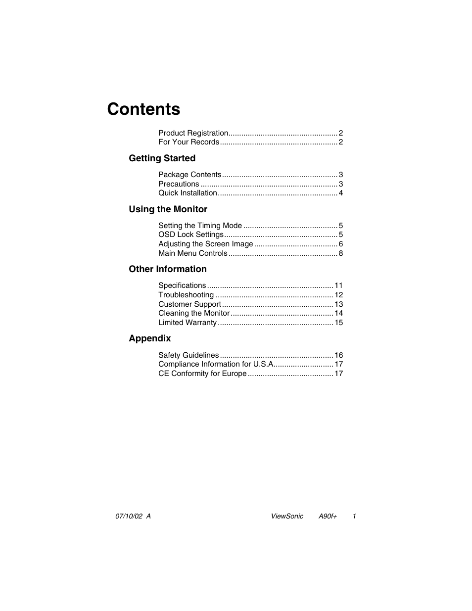 VIEWSONIC A90F+ User Manual | Page 2 / 19