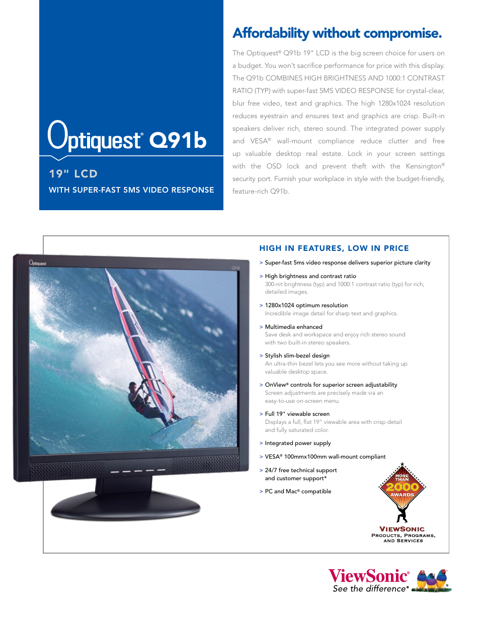 VIEWSONIC Q91B User Manual | 2 pages