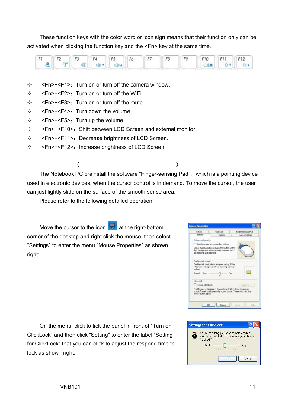 4 touch pad （ optional, under windows xp | VIEWSONIC VS12638 User Manual | Page 20 / 55