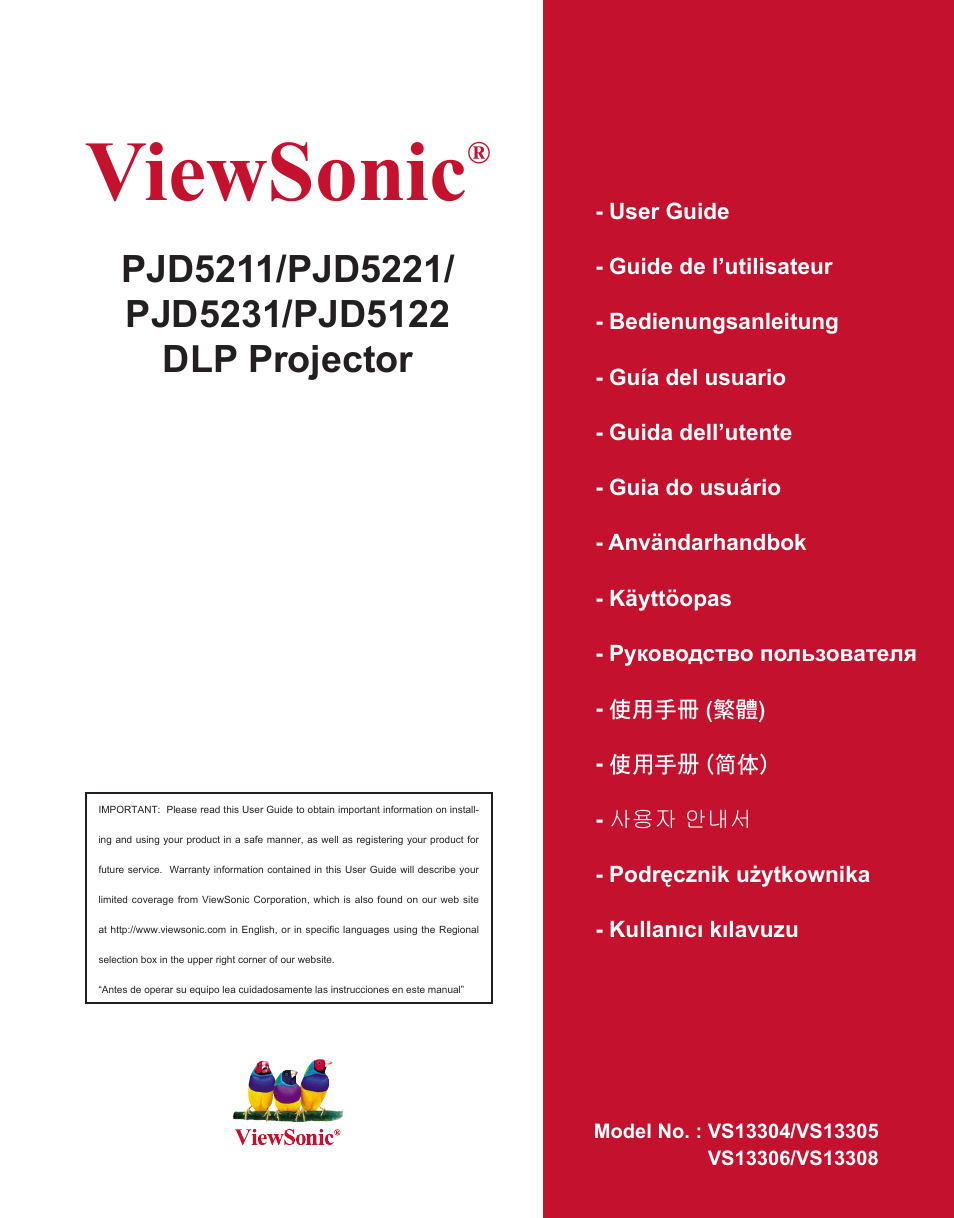 VIEWSONIC VS13308 User Manual | 69 pages