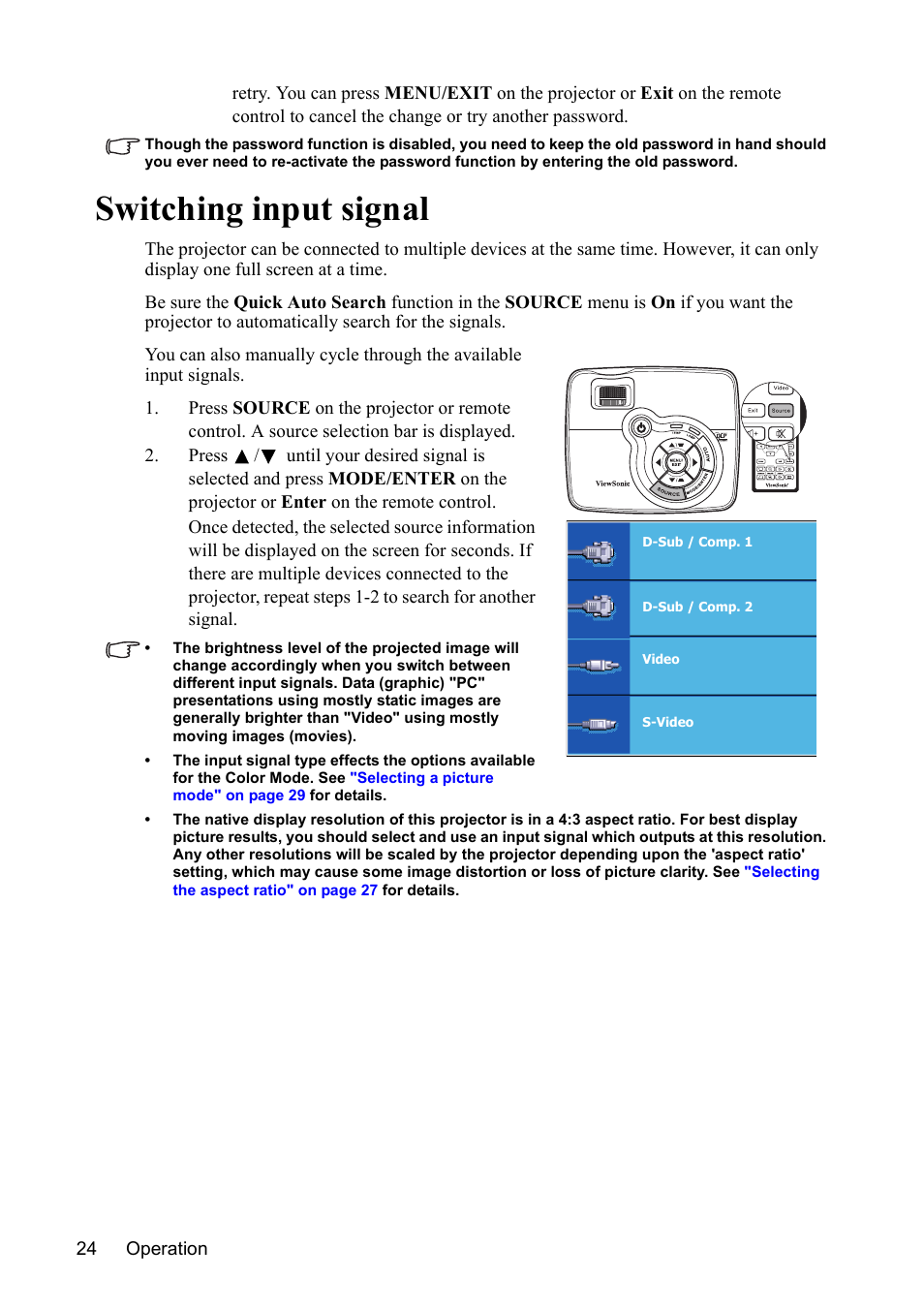 Switching input signal | VIEWSONIC VS13308 User Manual | Page 27 / 69