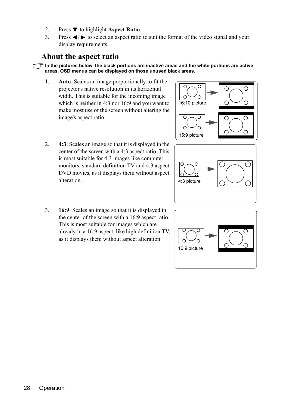 About the aspect ratio | VIEWSONIC VS13308 User Manual | Page 31 / 69