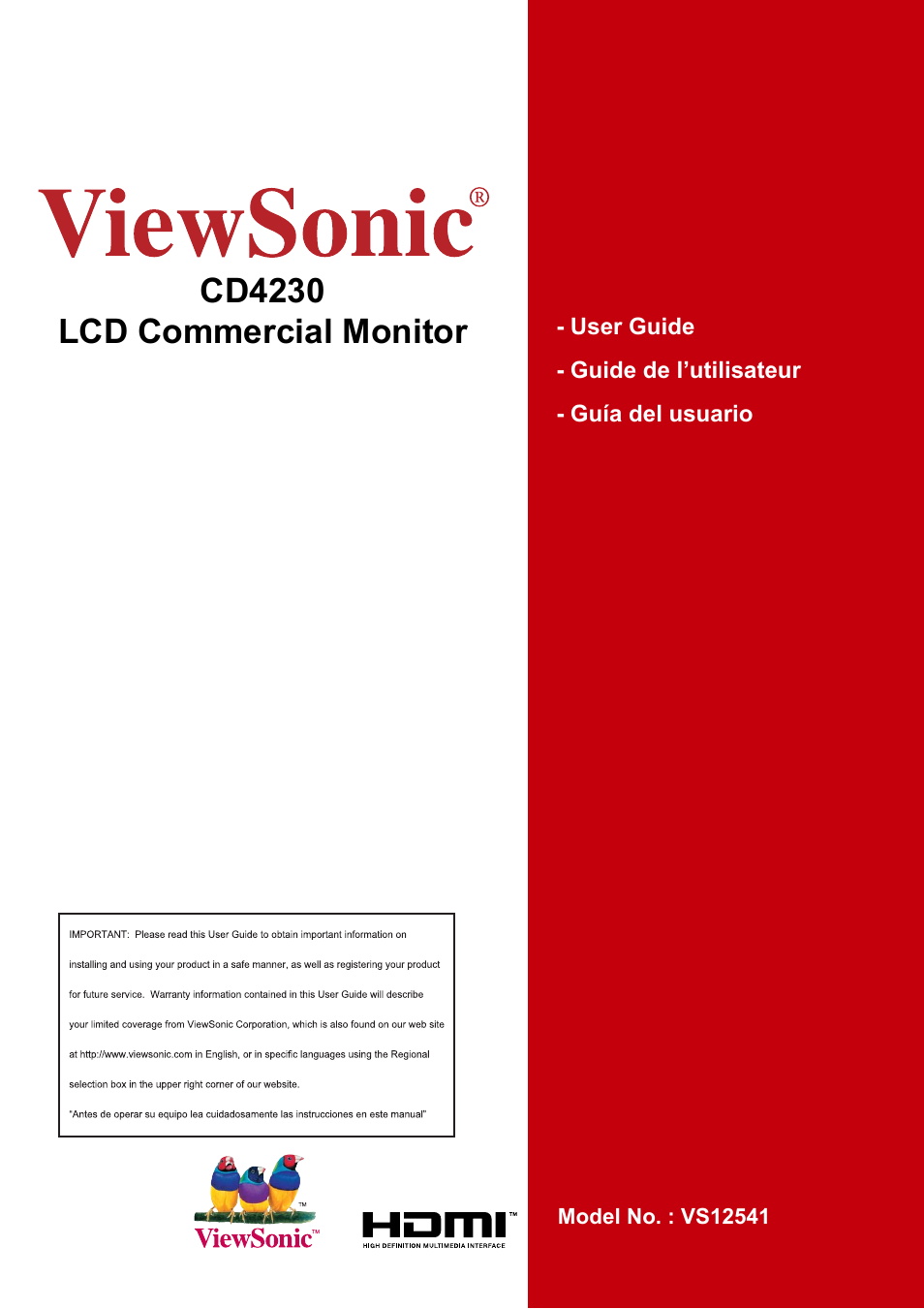 VIEWSONIC CD4230 VS12541 User Manual | 45 pages