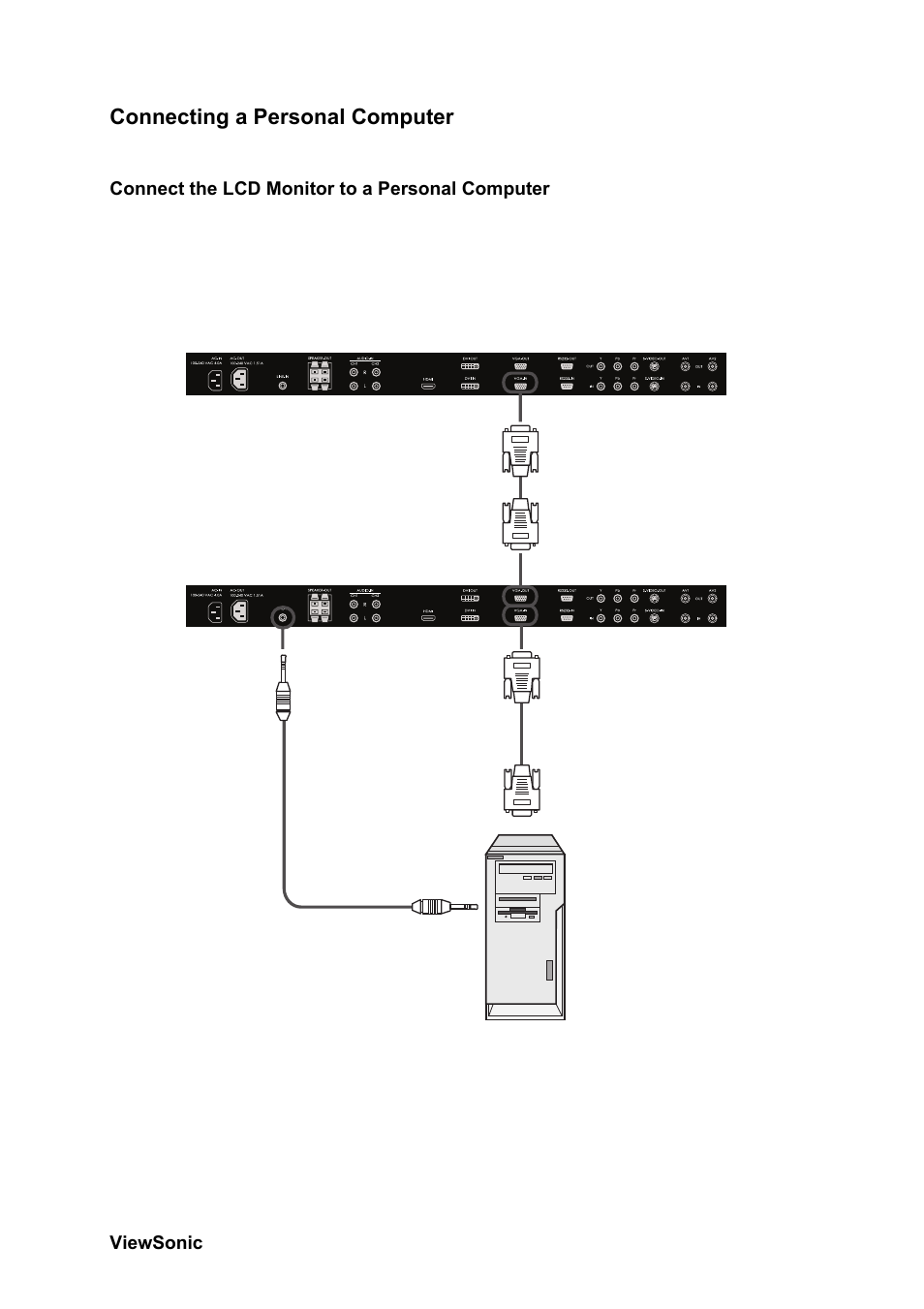 Connecting a personal computer, Connect the lcd monitor to a personal computer | VIEWSONIC CD4230 VS12541 User Manual | Page 18 / 45