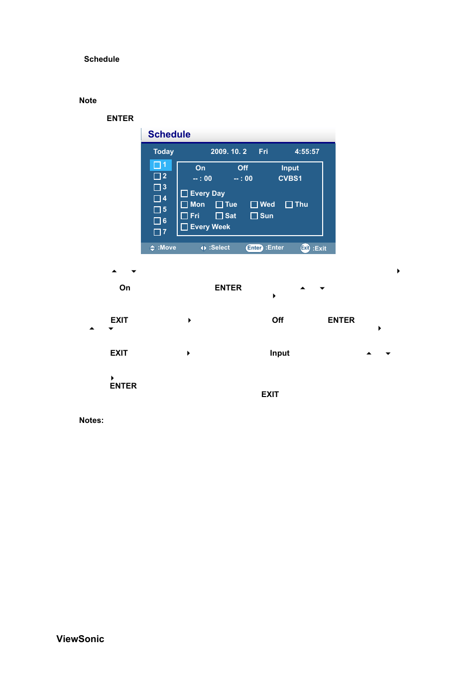 Schedule | VIEWSONIC CD4230 VS12541 User Manual | Page 31 / 45