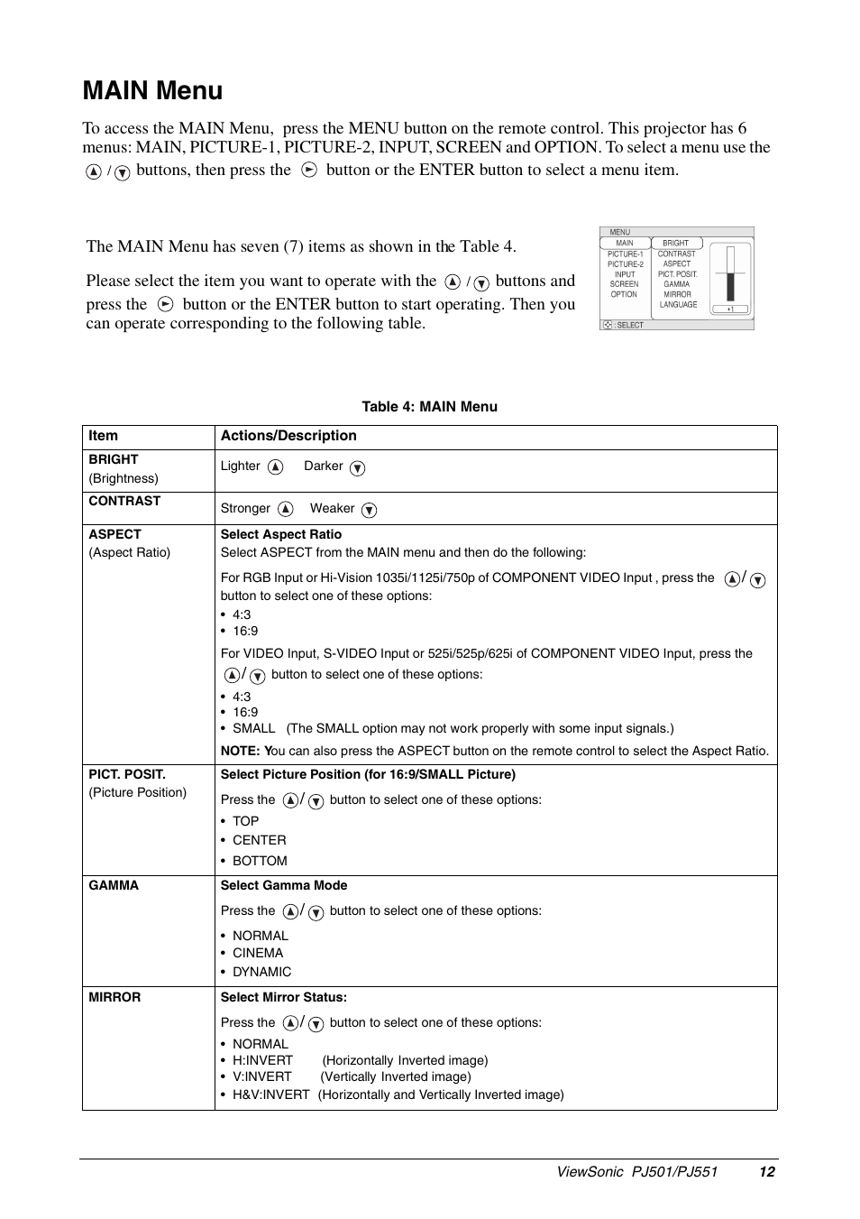 Main menu | VIEWSONIC PJ551 User Manual | Page 15 / 32