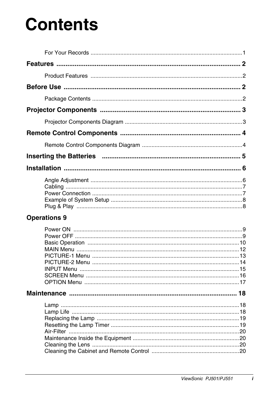 VIEWSONIC PJ551 User Manual | Page 2 / 32