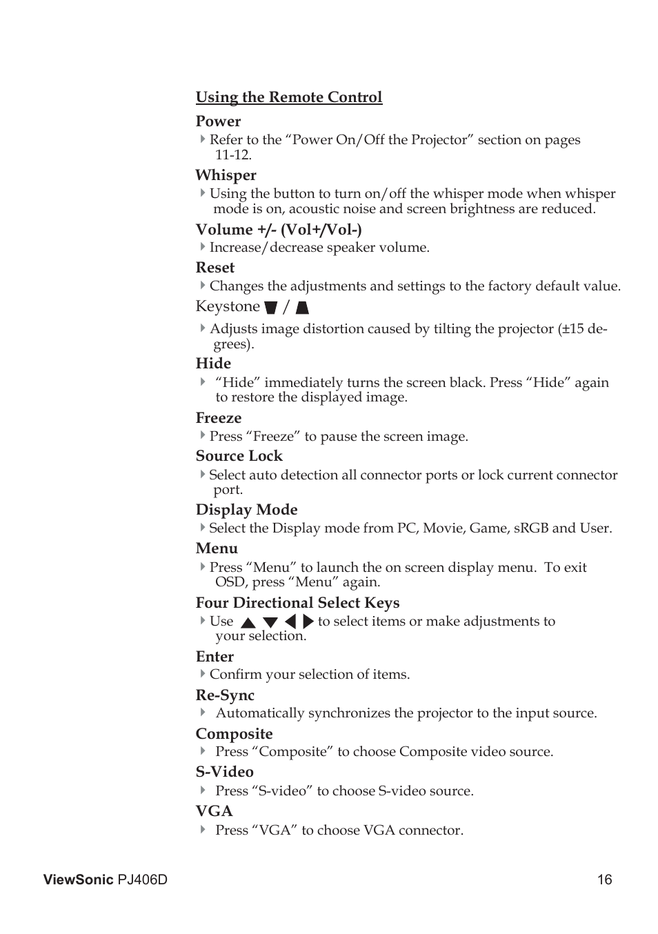 VIEWSONIC PJ406D User Manual | Page 20 / 38