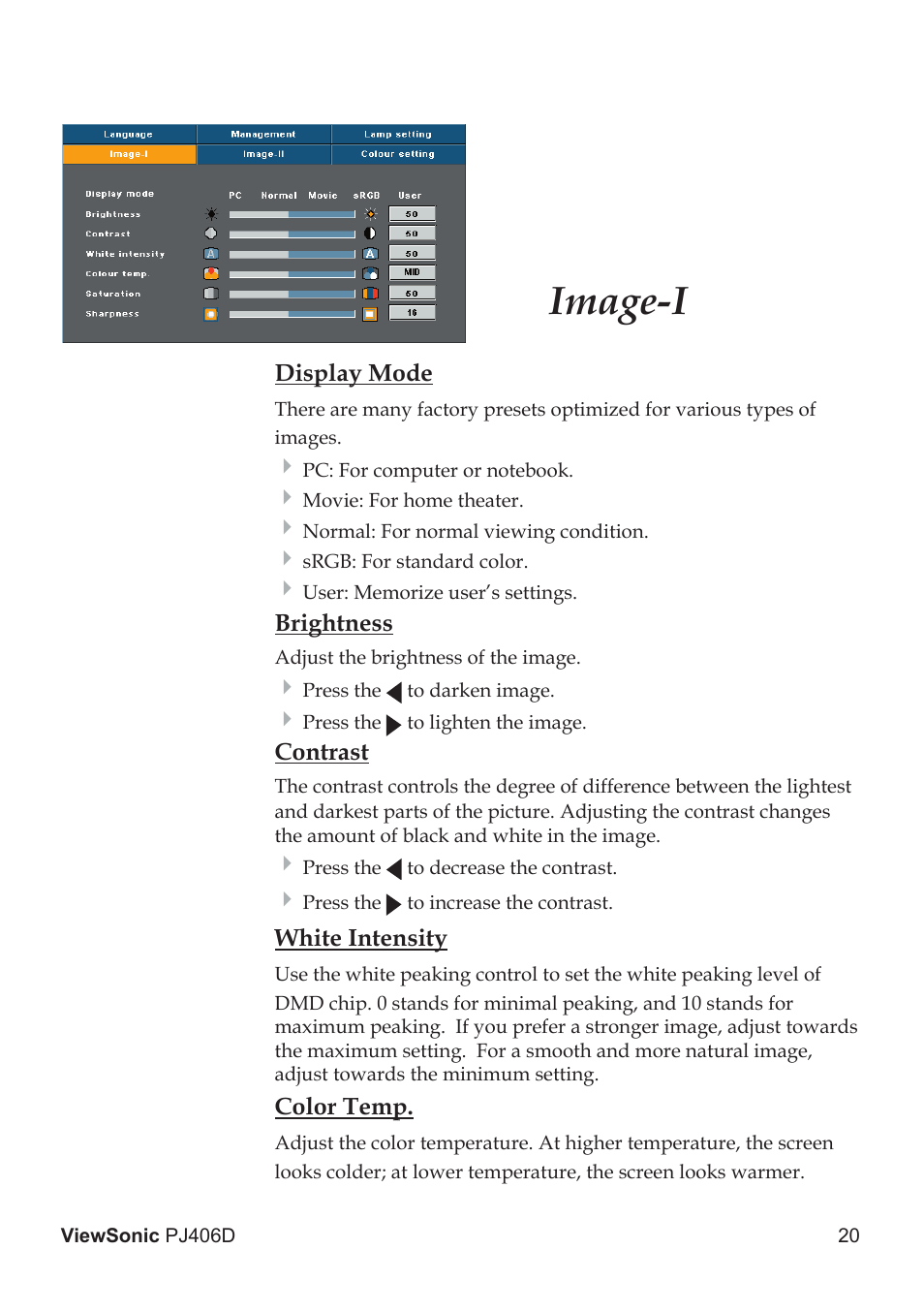 Image-i | VIEWSONIC PJ406D User Manual | Page 24 / 38