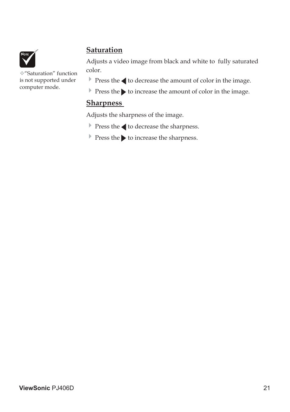 VIEWSONIC PJ406D User Manual | Page 25 / 38