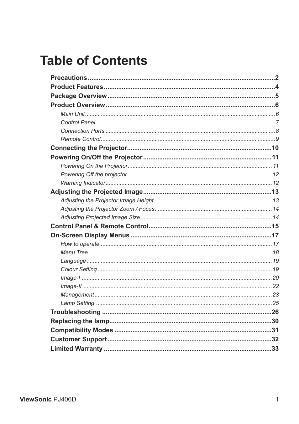 VIEWSONIC PJ406D User Manual | Page 5 / 38