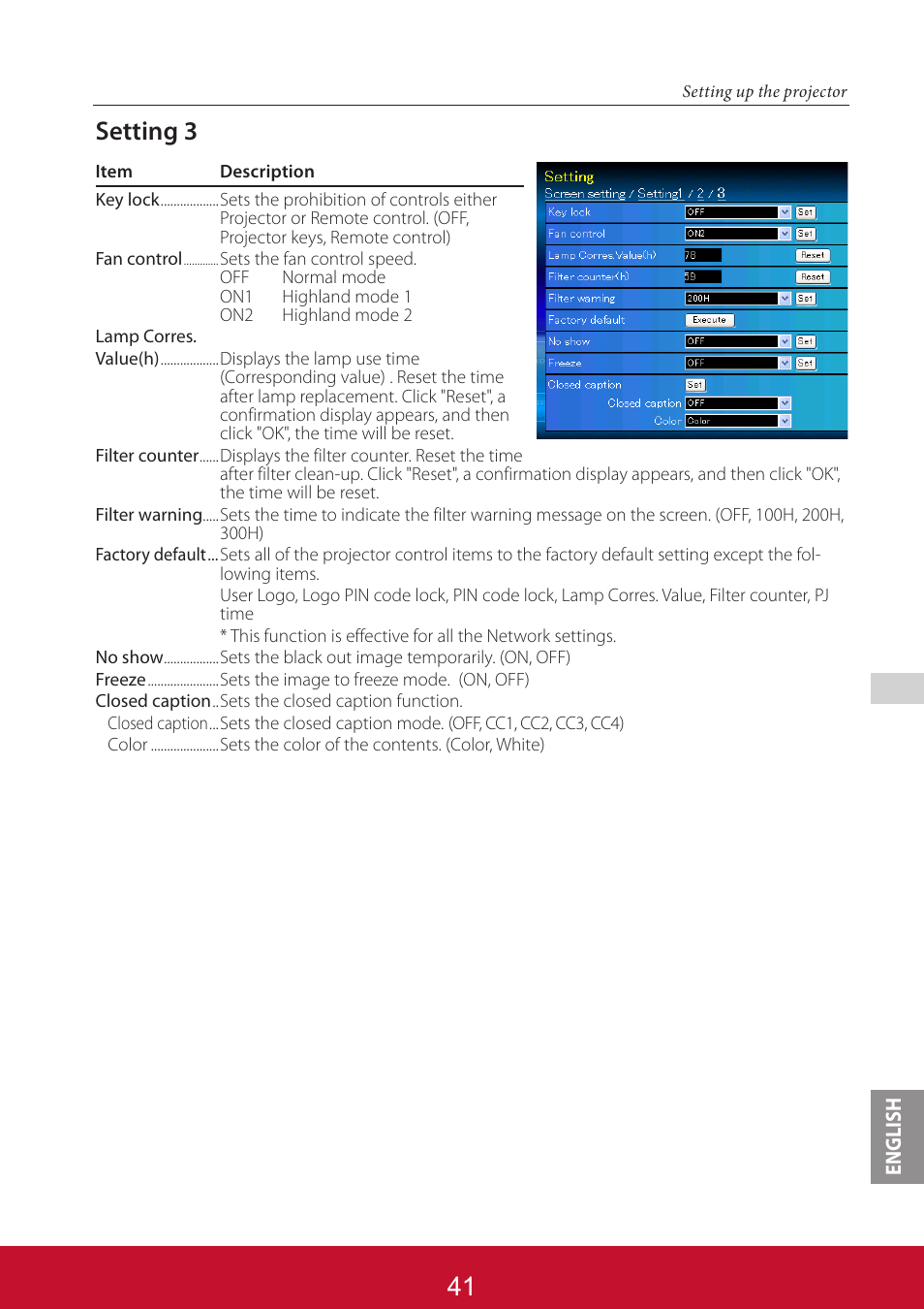 Setting 3 | VIEWSONIC PJL6233 User Manual | Page 128 / 176