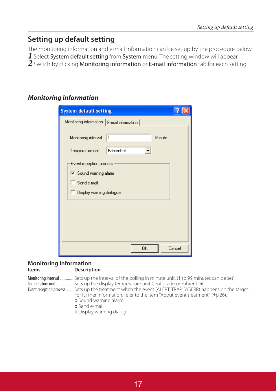 17 setting up default setting | VIEWSONIC PJL6233 User Manual | Page 161 / 176