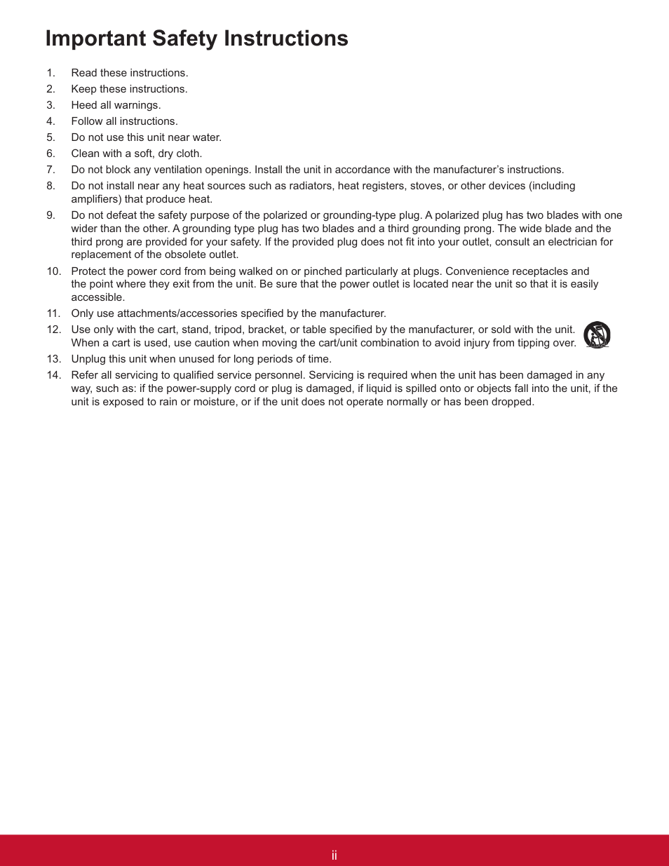 Important safety instructions | VIEWSONIC PJL6233 User Manual | Page 3 / 176