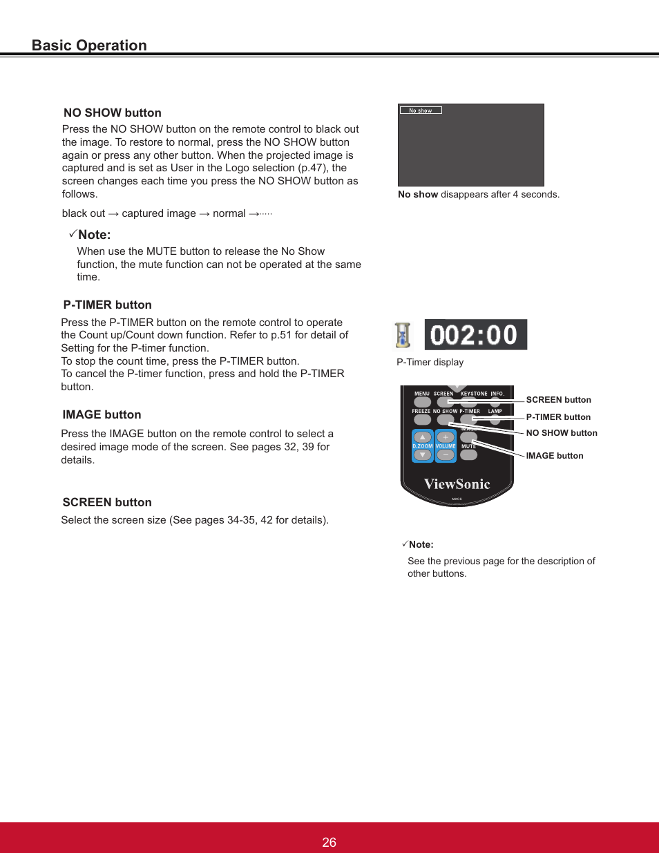 Basic operation | VIEWSONIC PJL6233 User Manual | Page 32 / 176