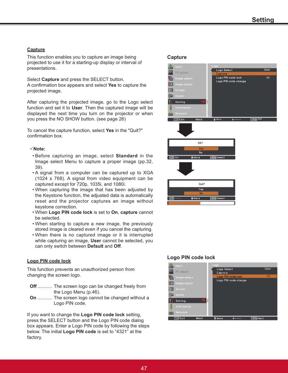 Setting | VIEWSONIC PJL6233 User Manual | Page 53 / 176