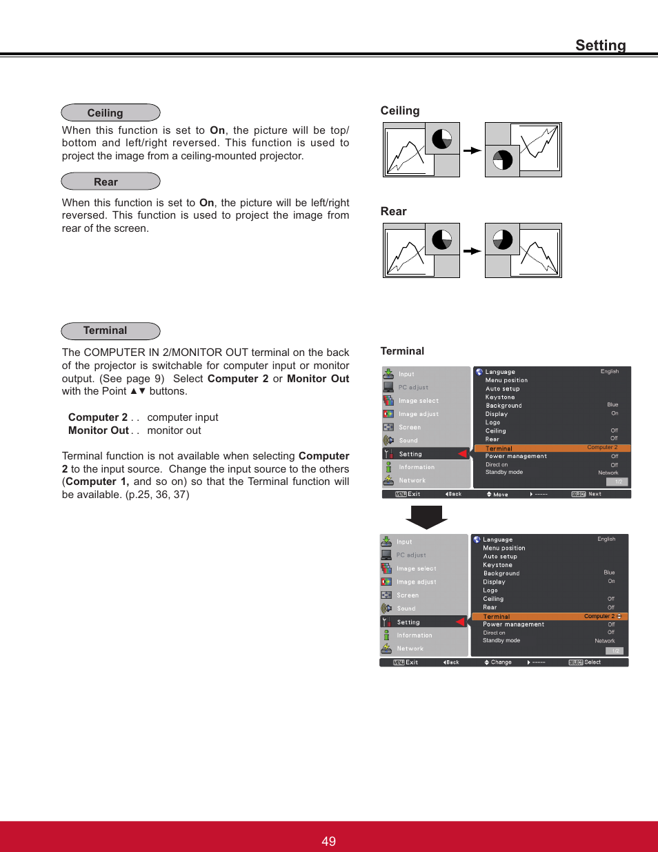 Setting | VIEWSONIC PJL6233 User Manual | Page 55 / 176