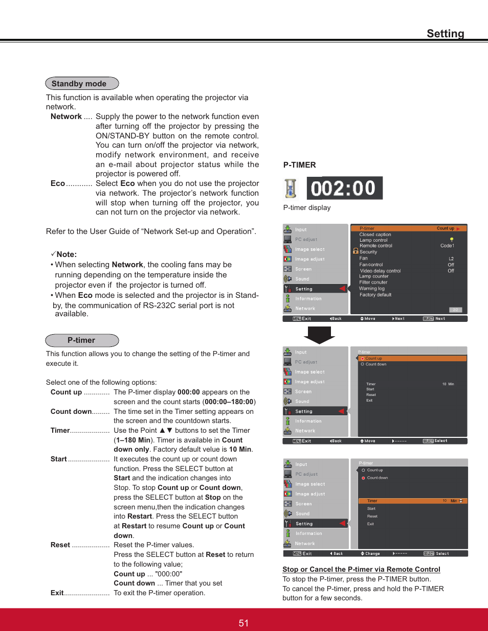 Setting | VIEWSONIC PJL6233 User Manual | Page 57 / 176