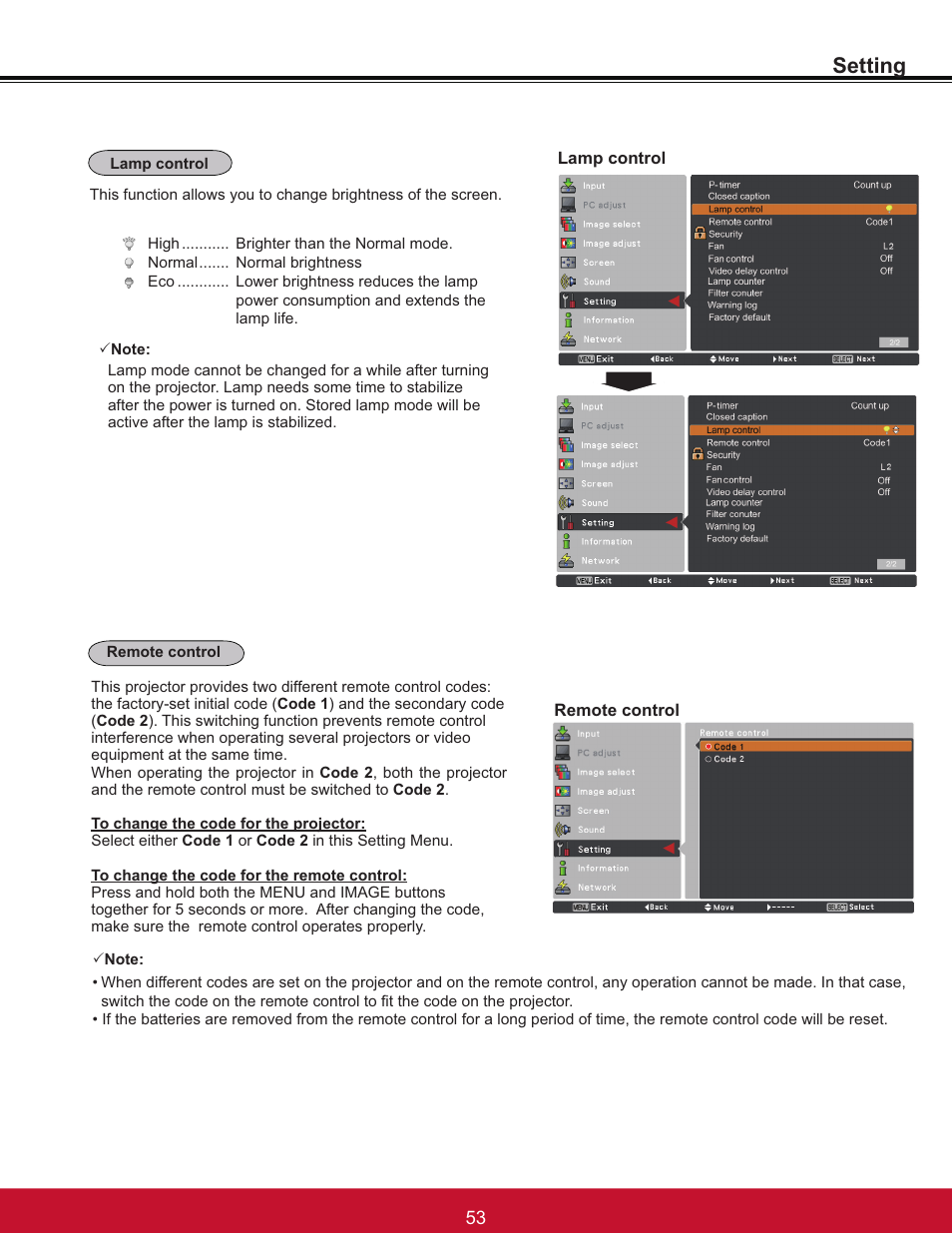 Setting | VIEWSONIC PJL6233 User Manual | Page 59 / 176