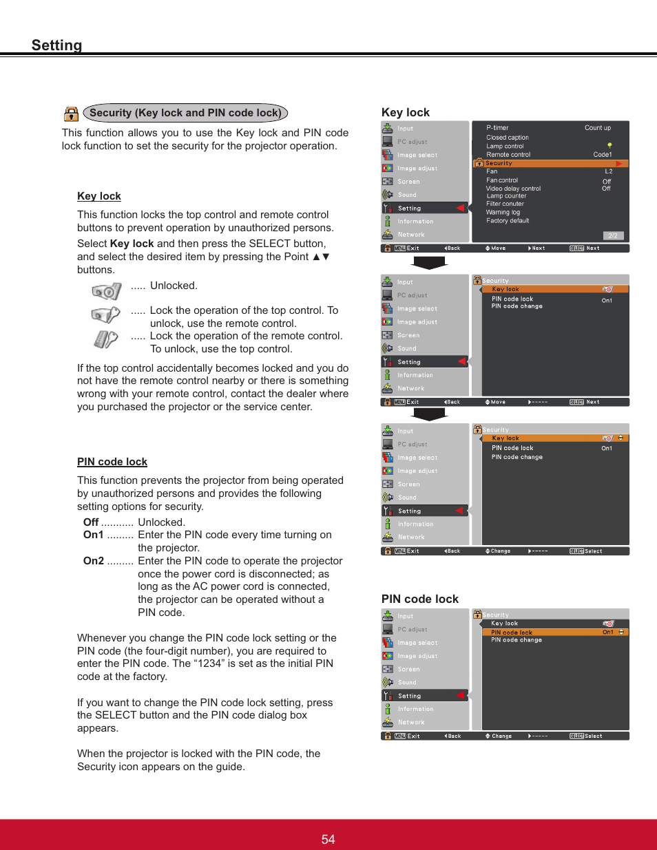 Setting | VIEWSONIC PJL6233 User Manual | Page 60 / 176