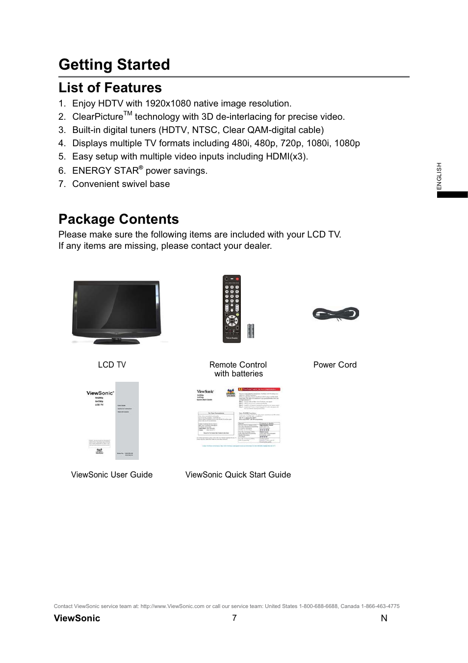 Getting started, List of features, Package contents | VIEWSONIC N4290p User Manual | Page 14 / 42