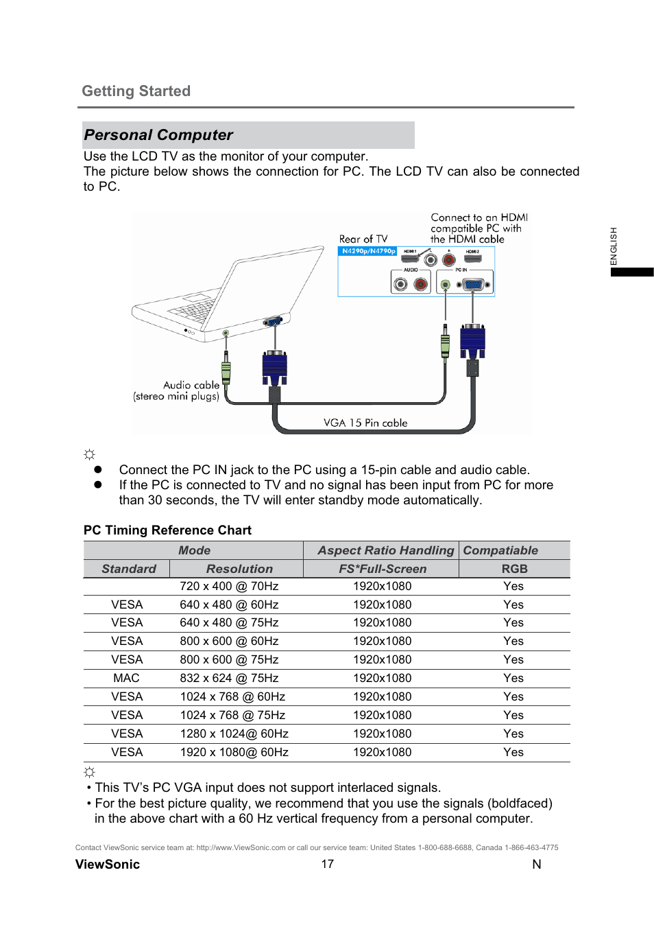 Getting started, Personal computer | VIEWSONIC N4290p User Manual | Page 24 / 42