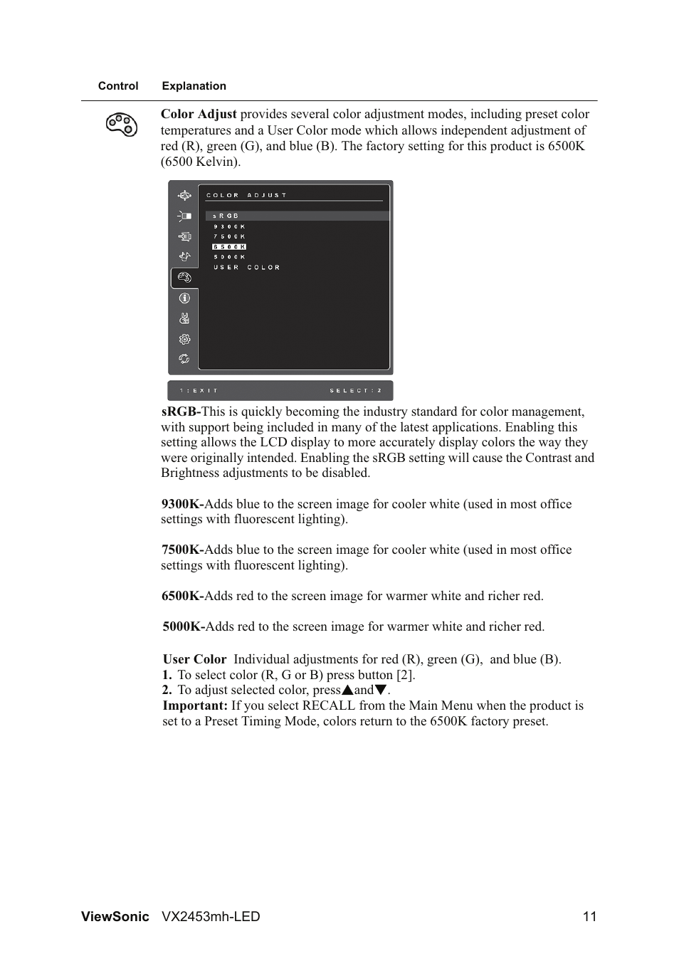 VIEWSONIC VX2453mh-LED User Manual | Page 13 / 25