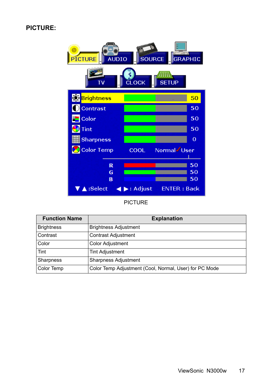Picture | VIEWSONIC N3000w User Manual | Page 18 / 34