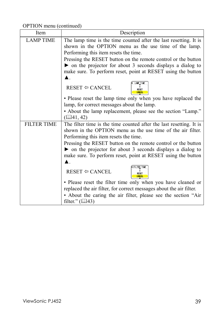 VIEWSONIC PJ452 User Manual | Page 43 / 60