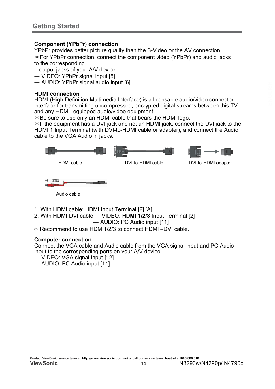 Getting started | VIEWSONIC VS12280-1A User Manual | Page 19 / 43