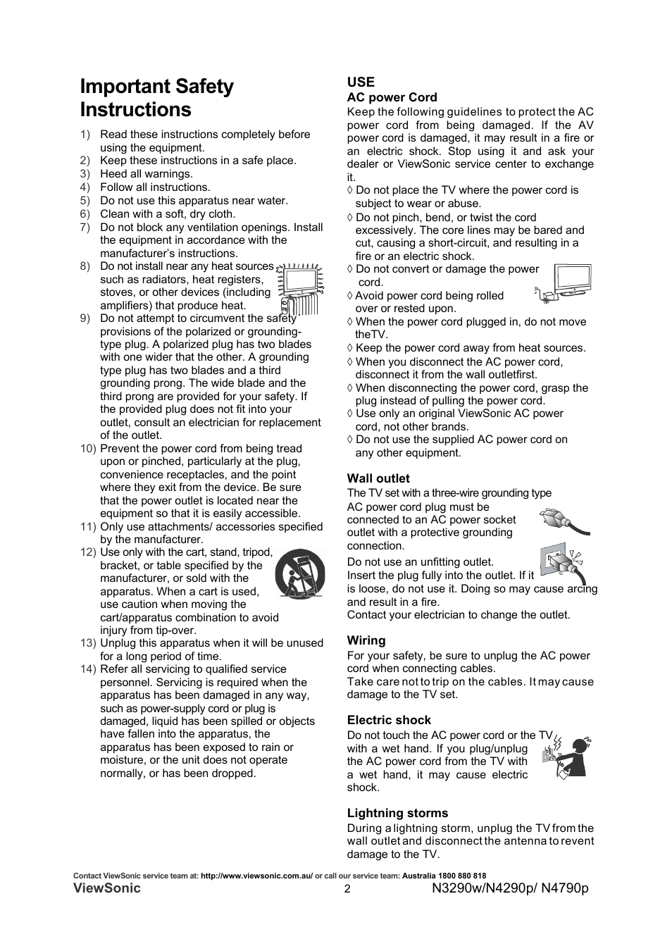 Important safety instructions | VIEWSONIC VS12280-1A User Manual | Page 7 / 43