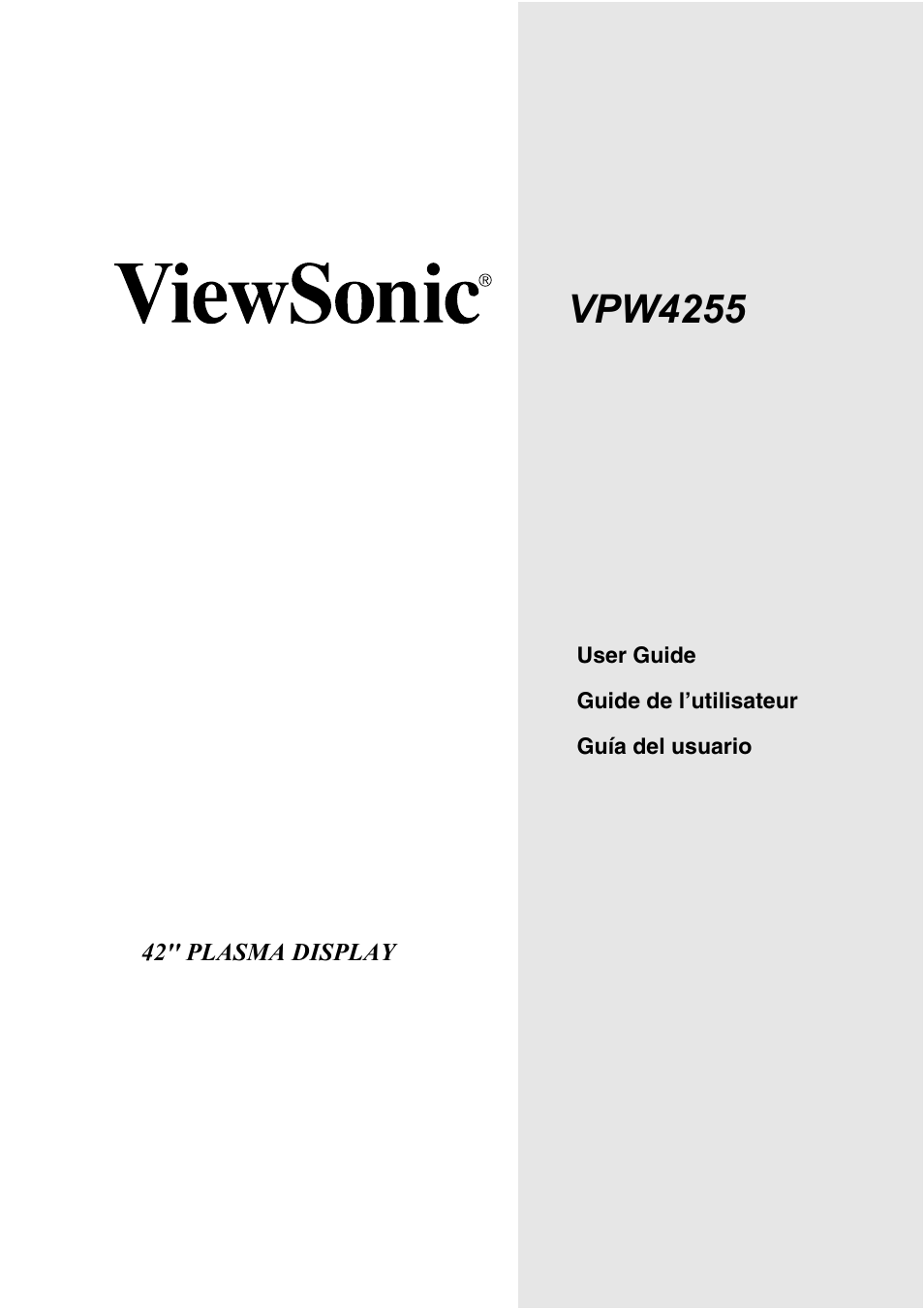 VIEWSONIC VPW4255 User Manual | 40 pages
