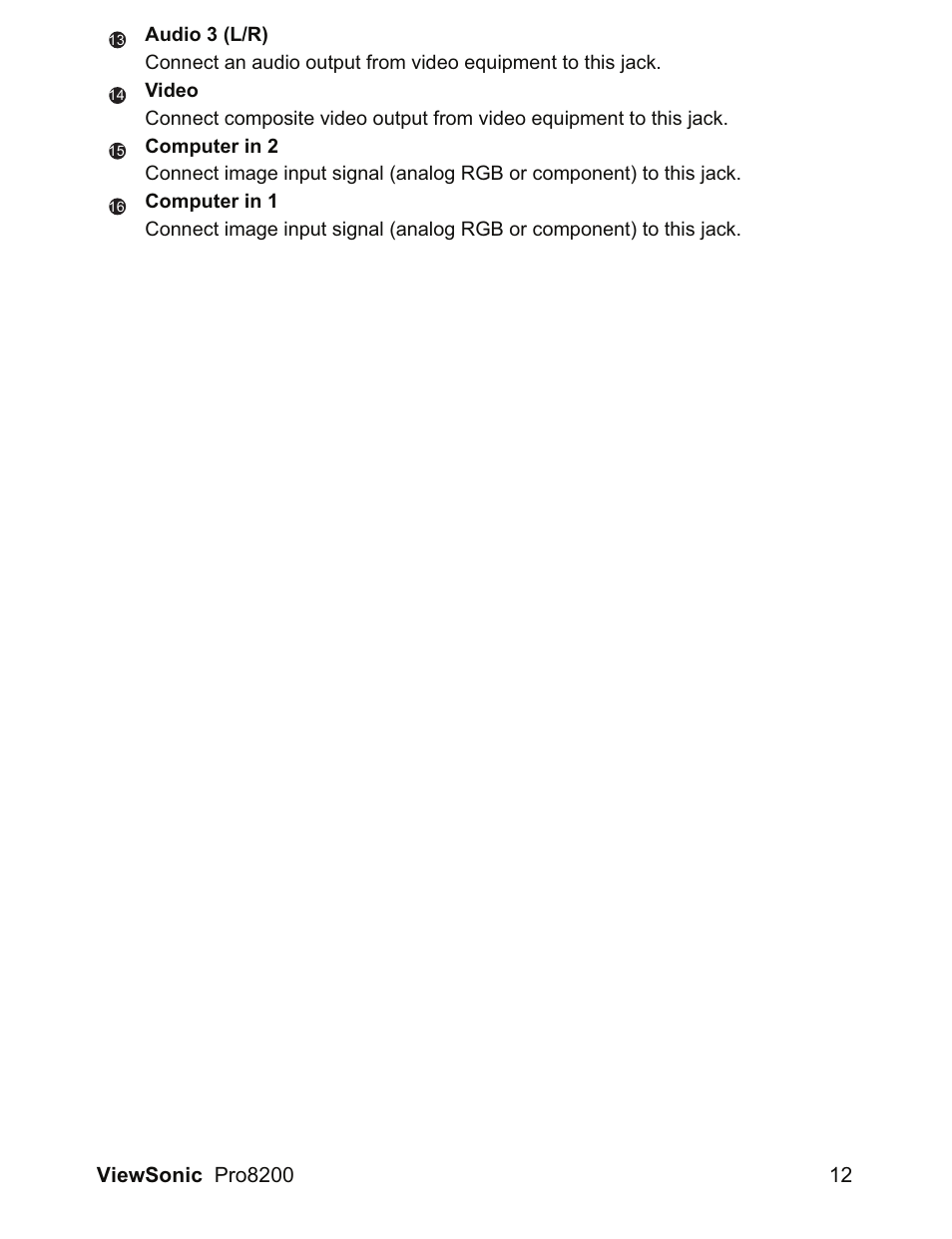 VIEWSONIC DLP Projector Pro8200 User Manual | Page 16 / 57