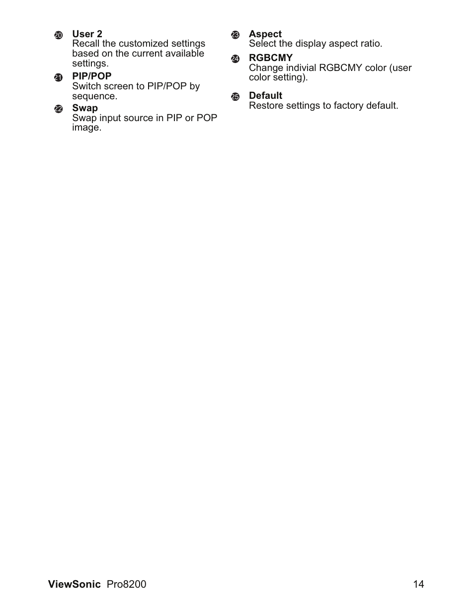 VIEWSONIC DLP Projector Pro8200 User Manual | Page 18 / 57