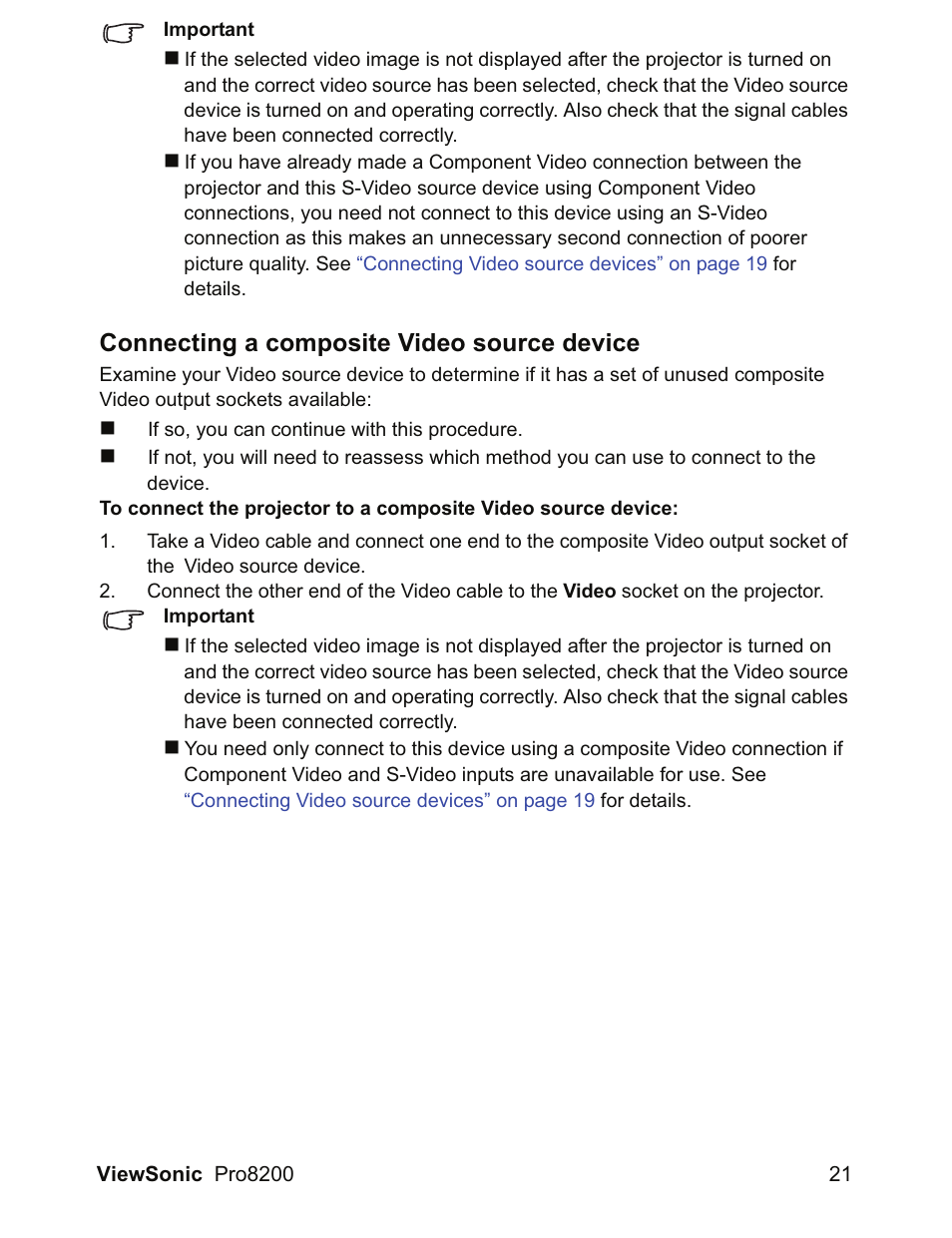 Connecting a composite video source device | VIEWSONIC DLP Projector Pro8200 User Manual | Page 25 / 57