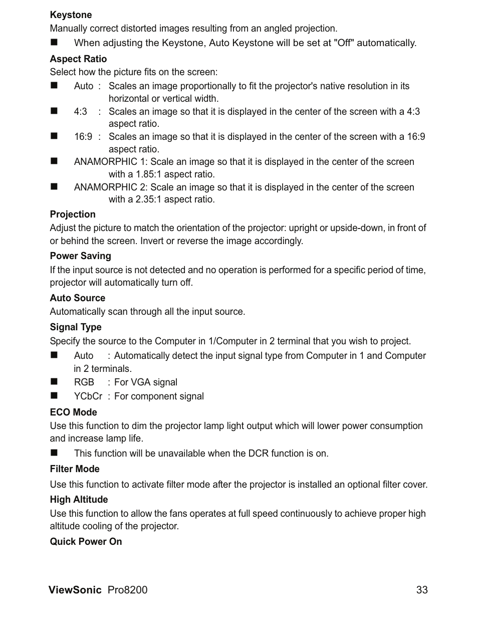 VIEWSONIC DLP Projector Pro8200 User Manual | Page 37 / 57