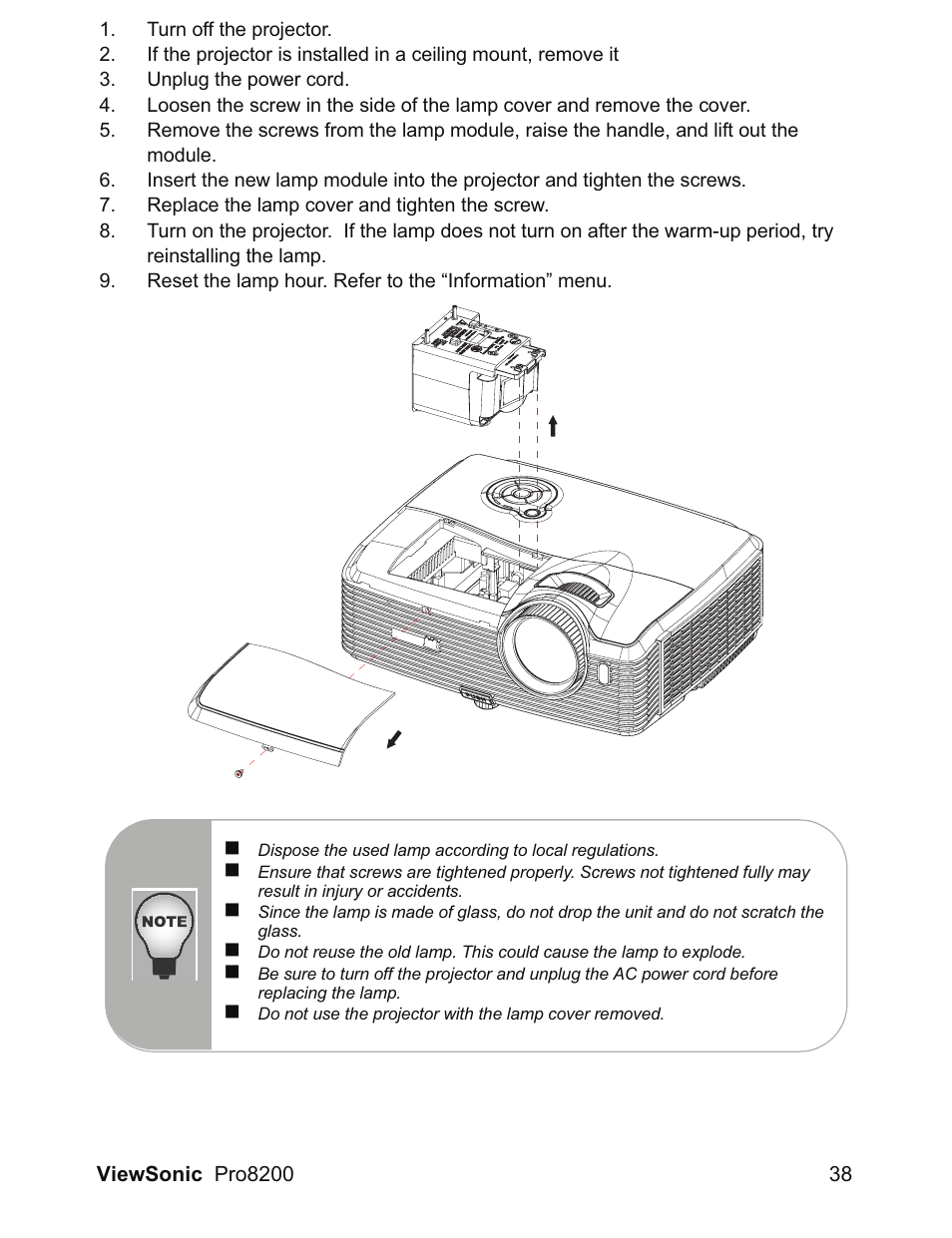 VIEWSONIC DLP Projector Pro8200 User Manual | Page 42 / 57