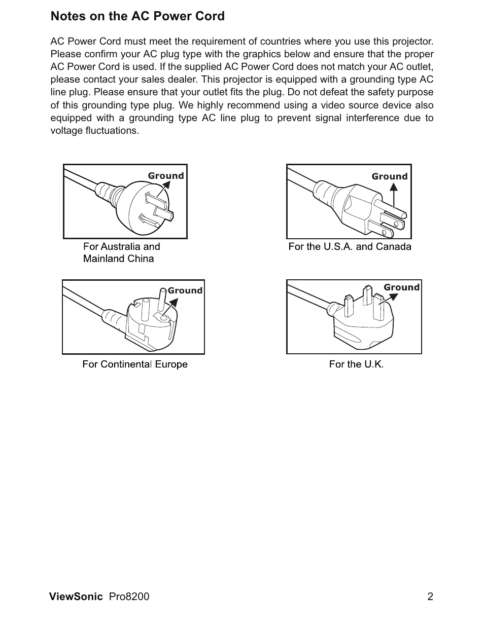 VIEWSONIC DLP Projector Pro8200 User Manual | Page 6 / 57