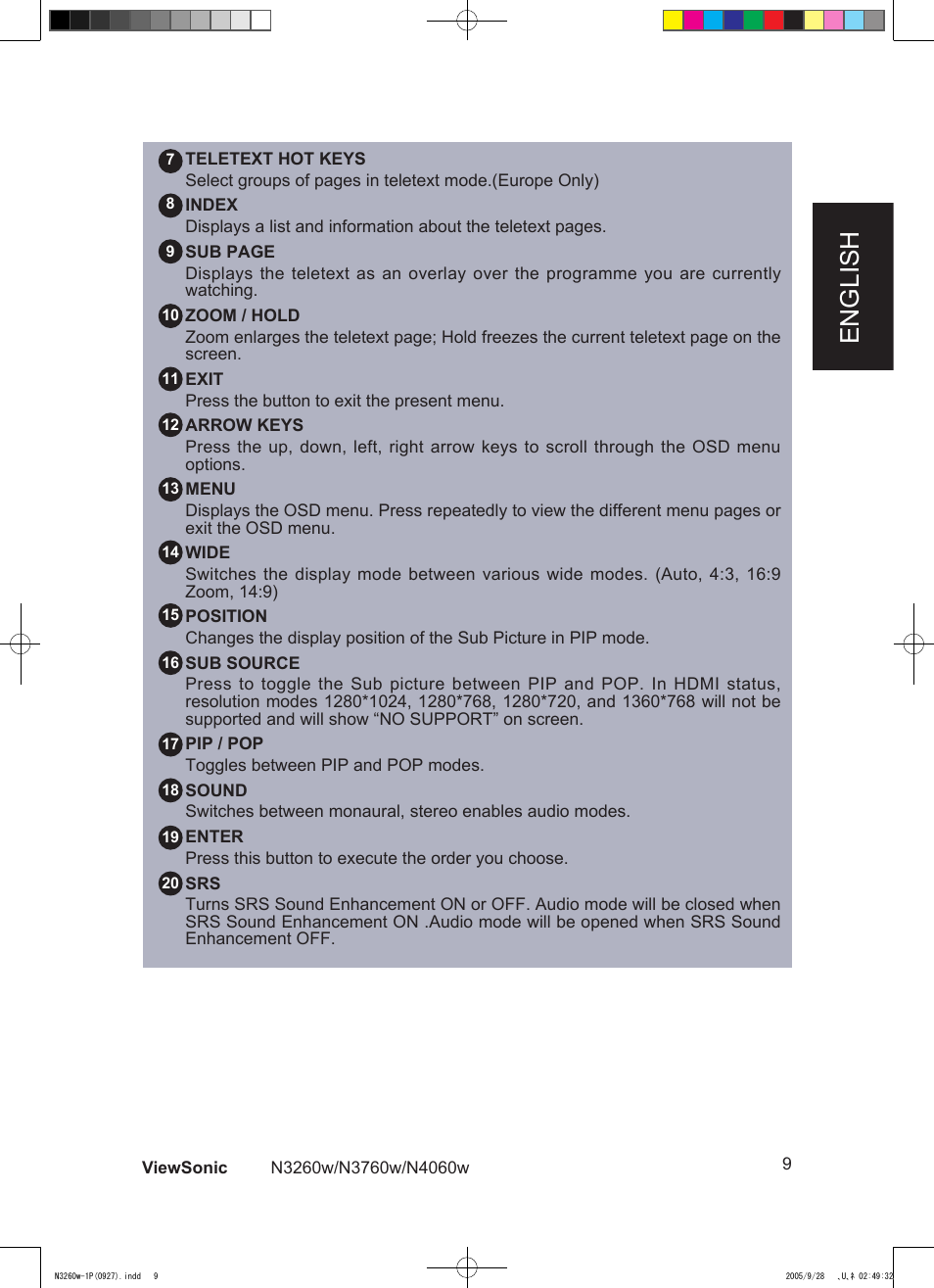 English | VIEWSONIC VS10846-1P User Manual | Page 11 / 28