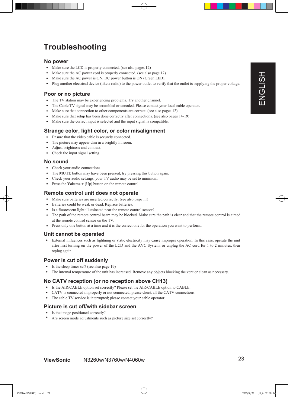 English troubleshooting | VIEWSONIC VS10846-1P User Manual | Page 25 / 28